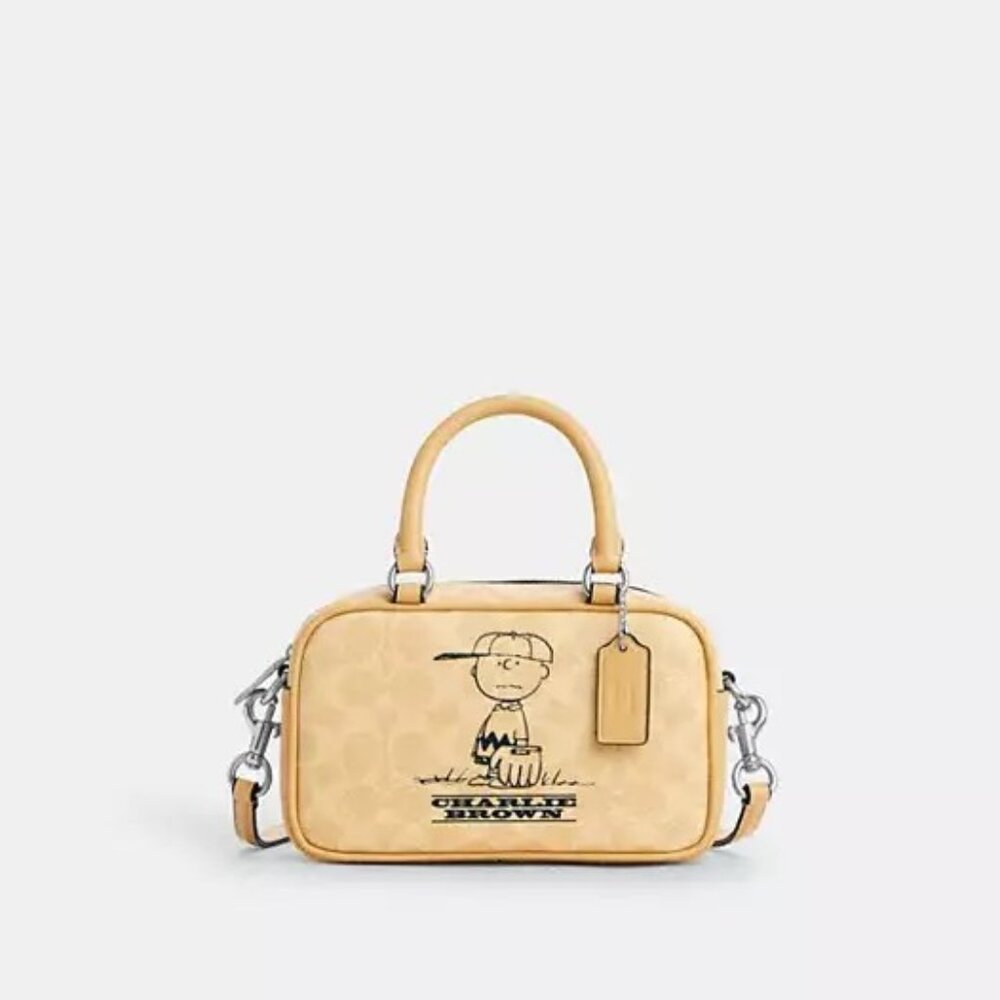 NWT Coach X Peanuts Satchel Crossbody Bag In Signature Canvas -CBJ63